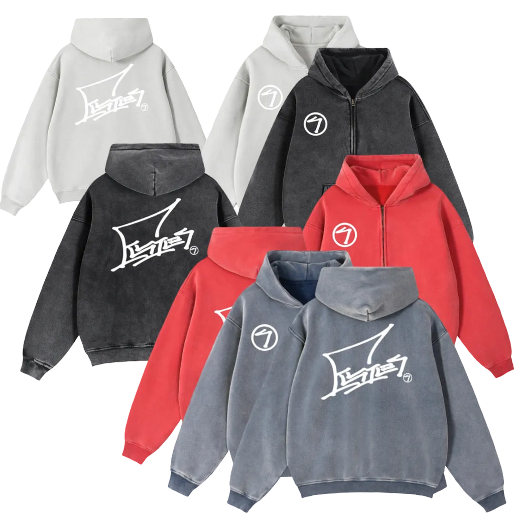 Signature Zip-Up Hoodie (blue,black,white, or red)